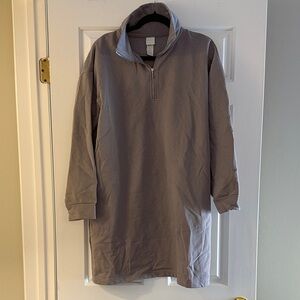 Gray Quarter-Zip Pullover Dress